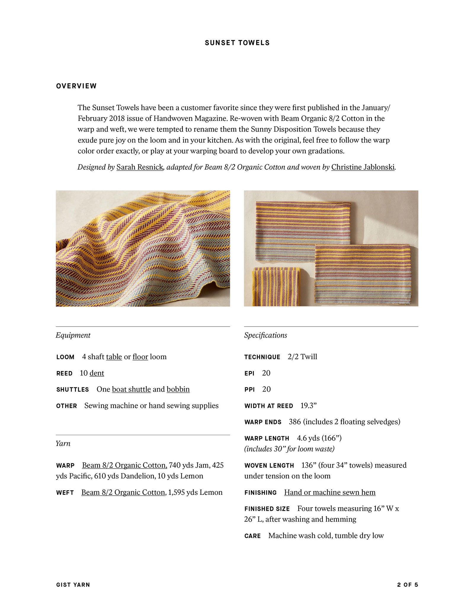 Sunset Towels Free Weaving Pattern