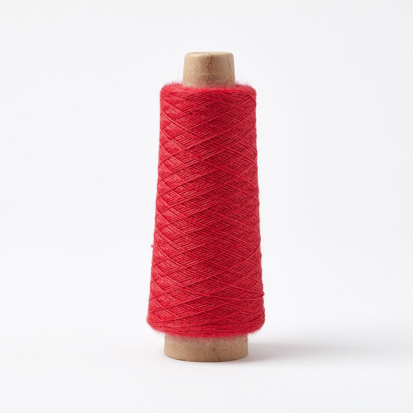 Array Wool Yarn ~ Cherry cone showing bright red worsted spun yarn for home decor and weaving projects