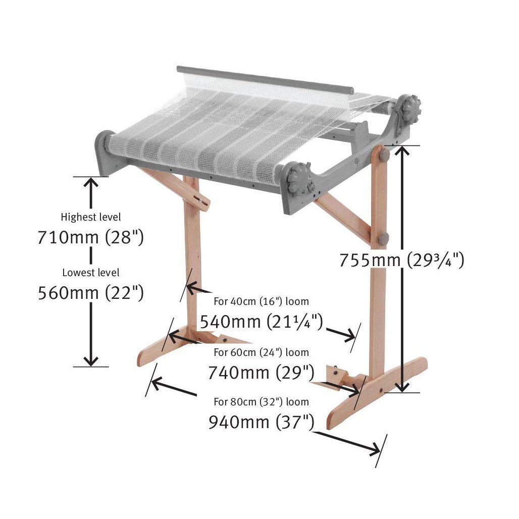 Ashford Rigid Heddle Loom Stand Variable with Dimensions