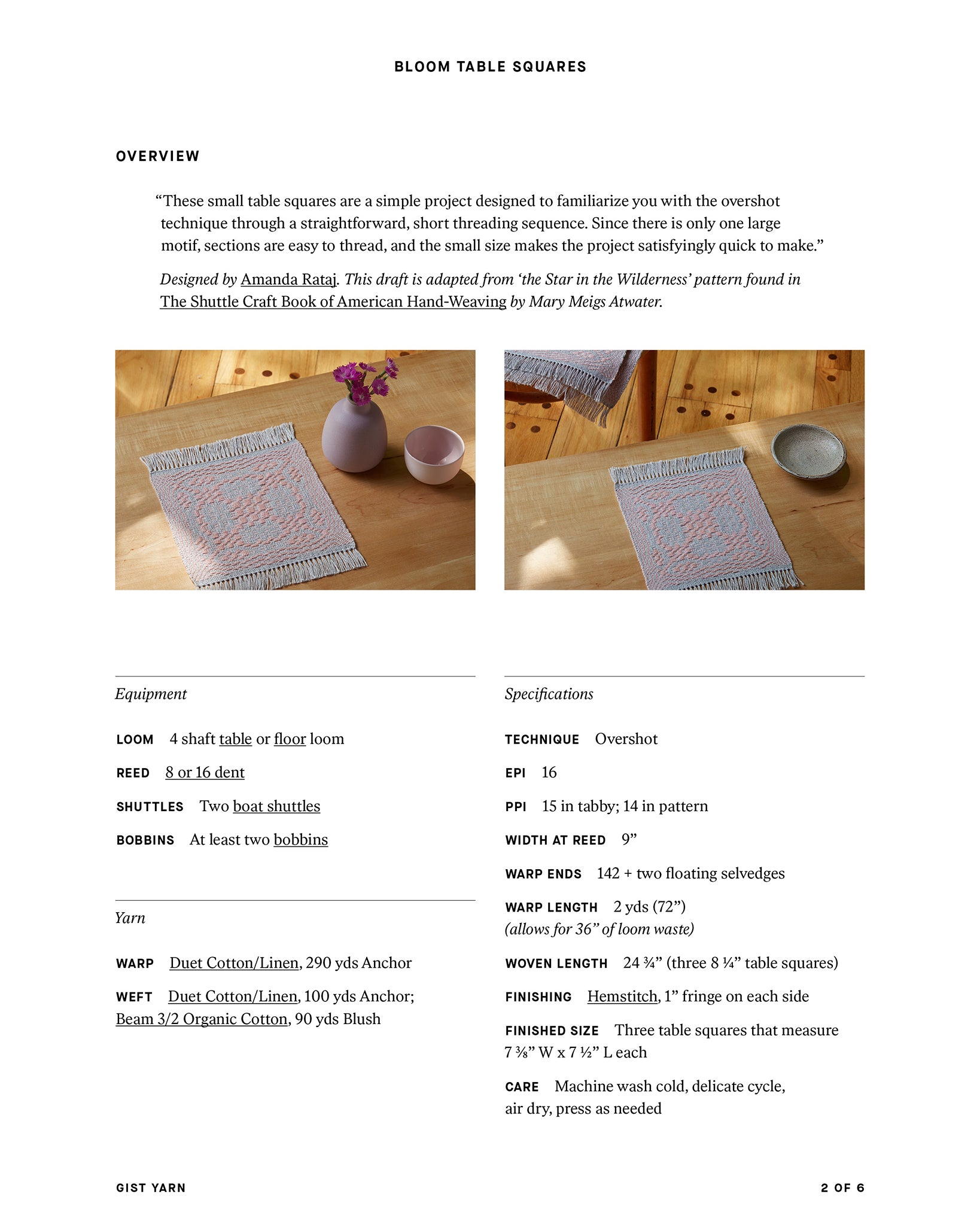 Bloom Table Squares Weaving Pattern - Gist Yarn
