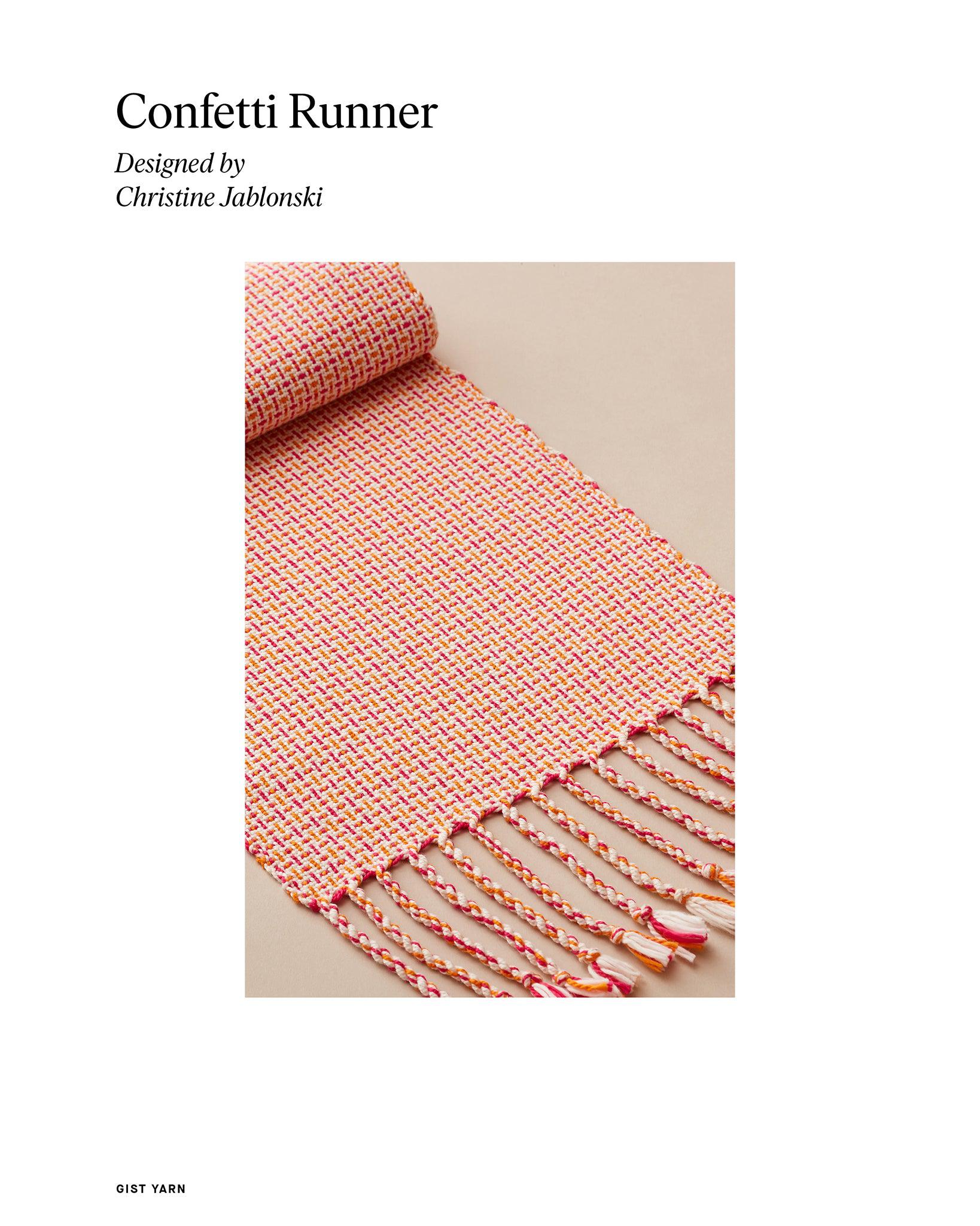 Confetti-print linen runner