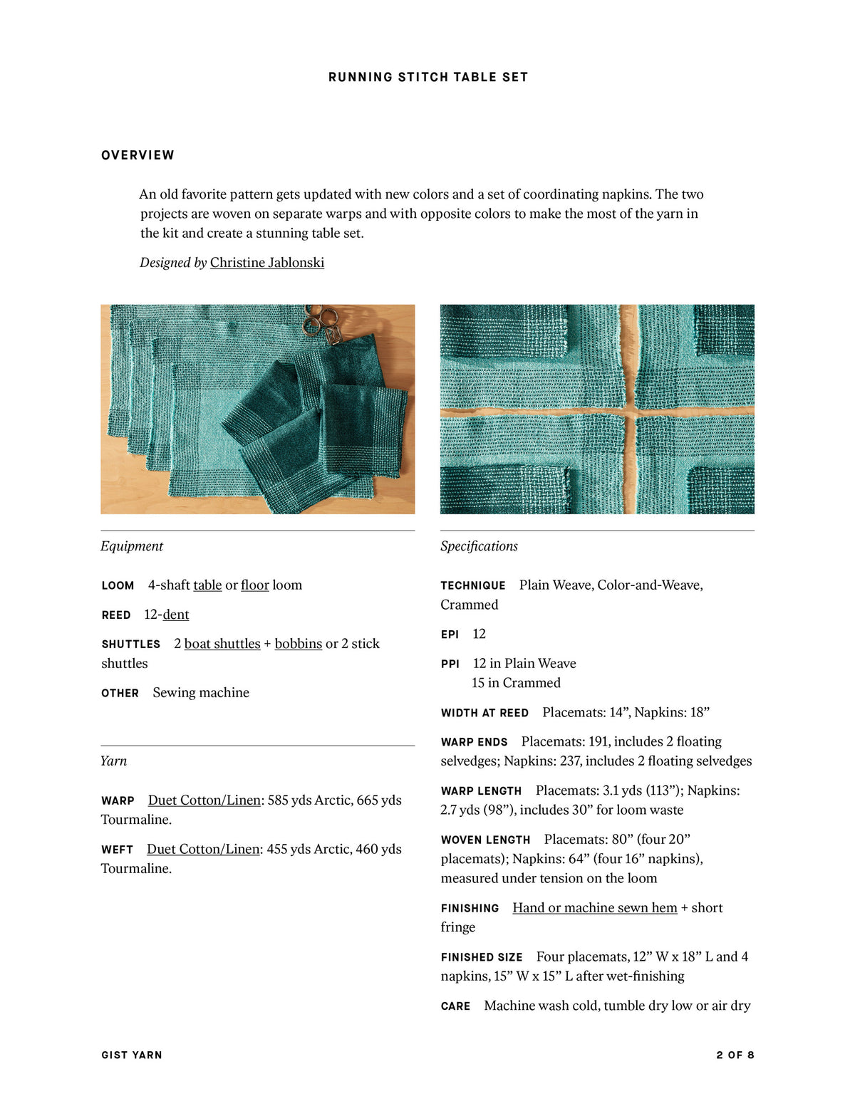 Running Stitch Table Set