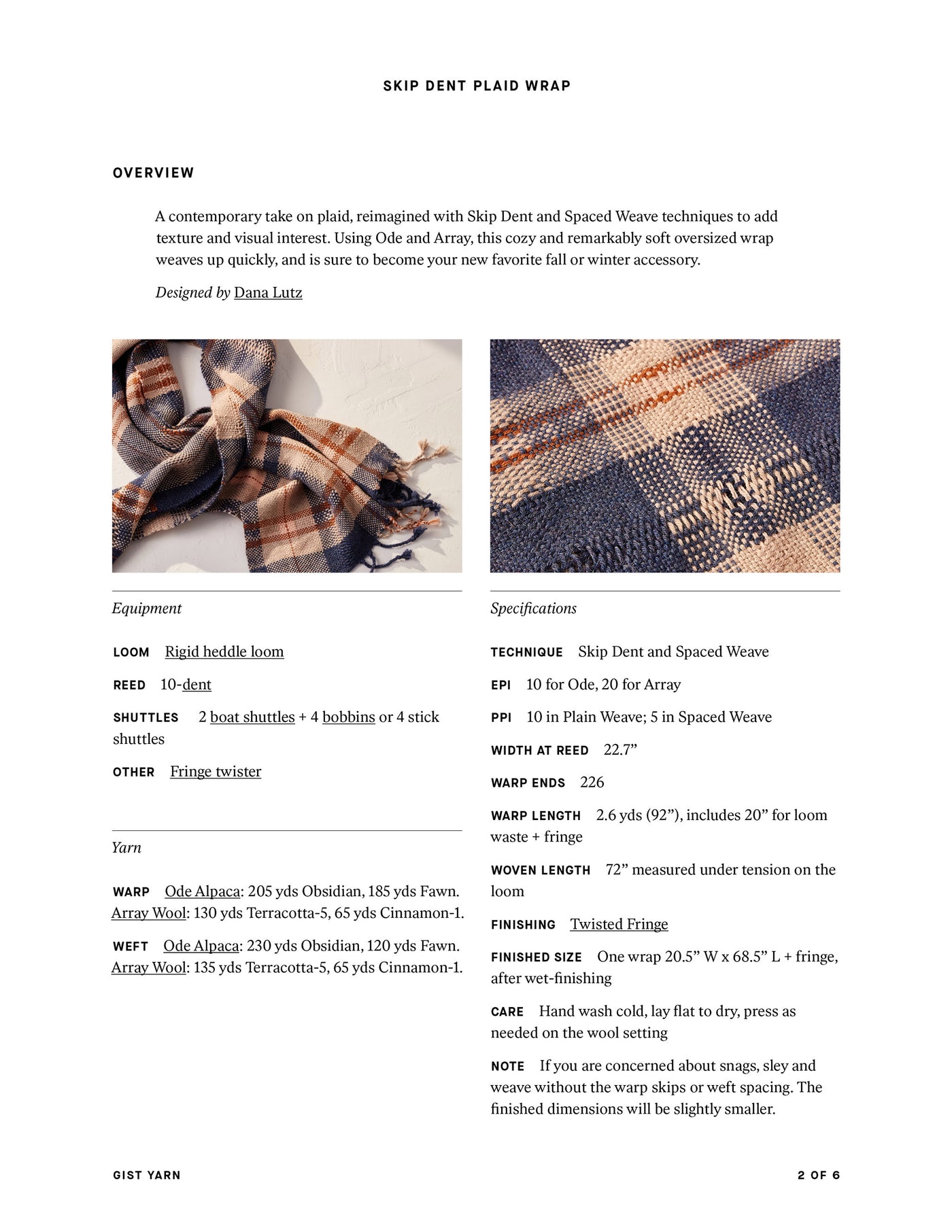 Skip Dent Plaid Wrap Weaving Pattern - Gist Yarn