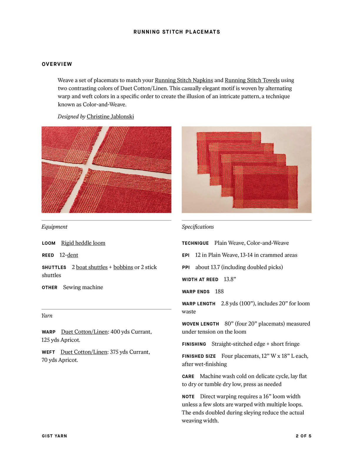 Running Stitch Placemats