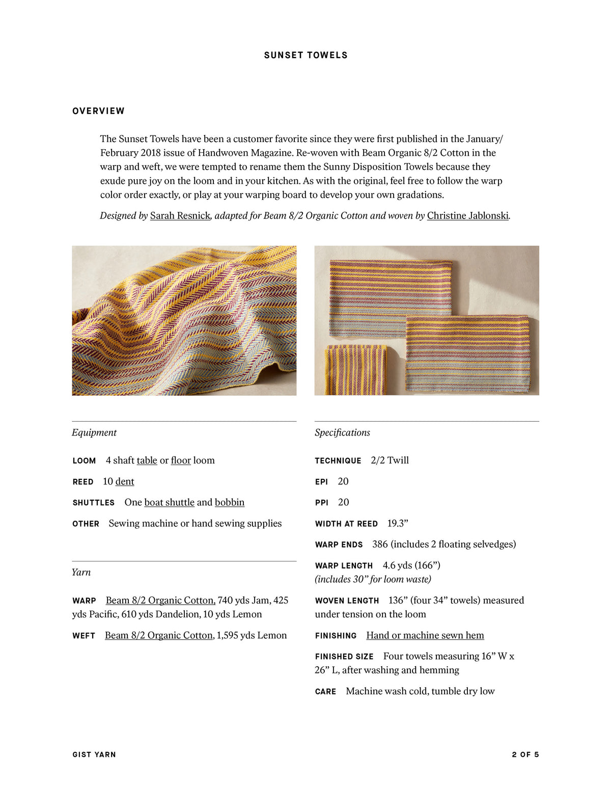 Sunset Towels Free Weaving Pattern