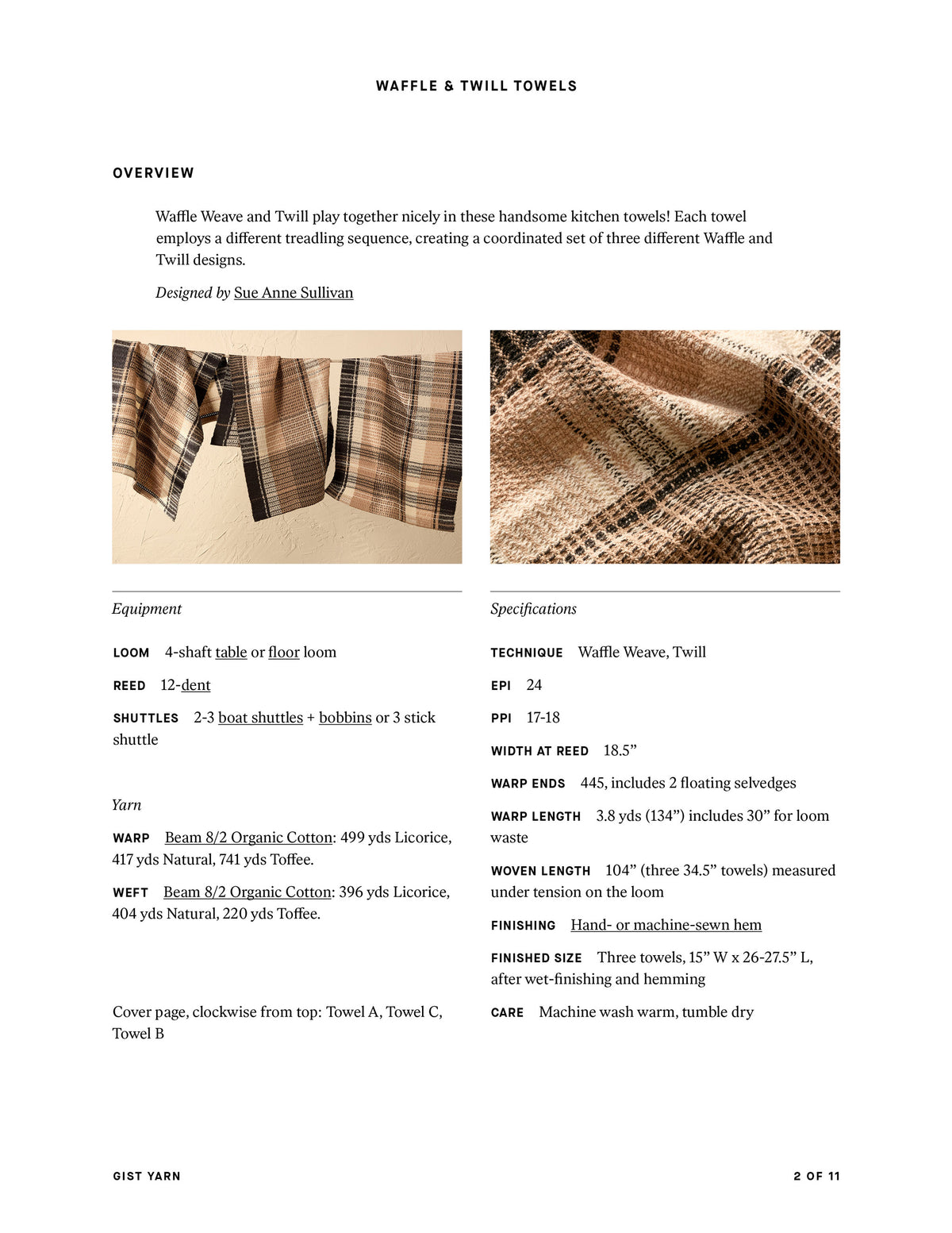 Waffle and Twill Towels (Beam 8/2)