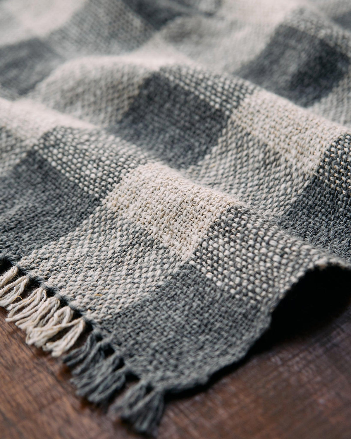 Close-up of textured handwoven fabric in neutral tones from the Forest Walk - Set of Three Patterns collection.