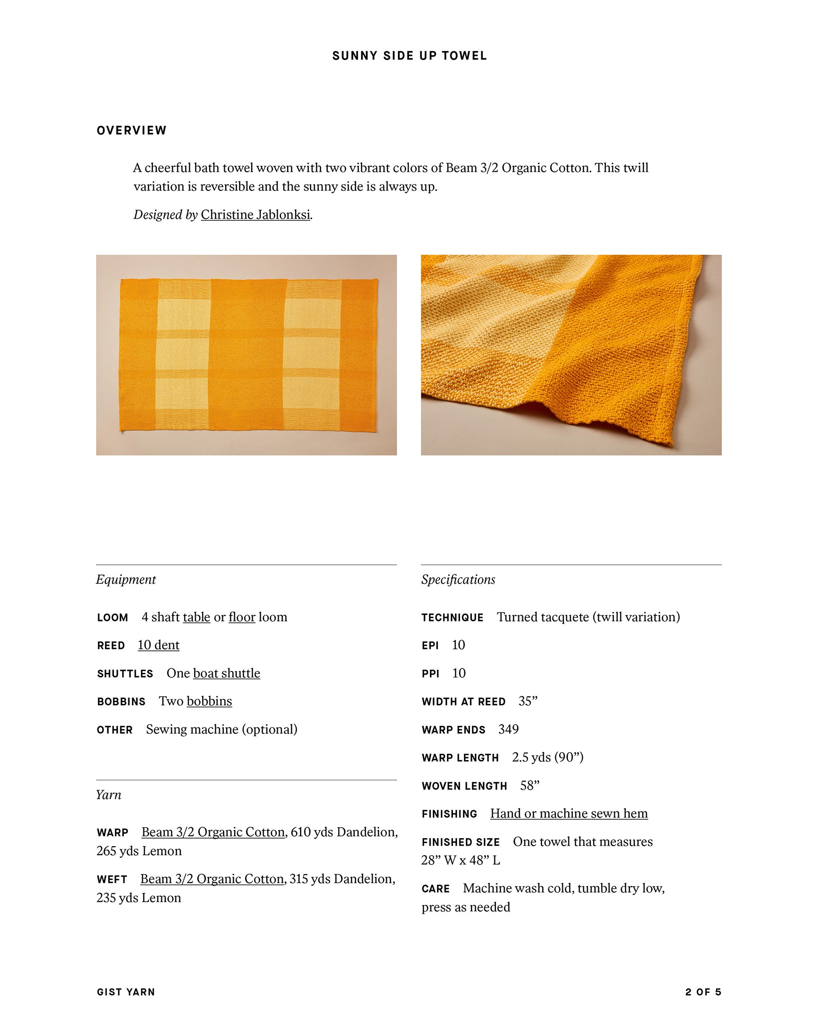 Onward and Upward Towels Weaving Pattern - Gist Yarn