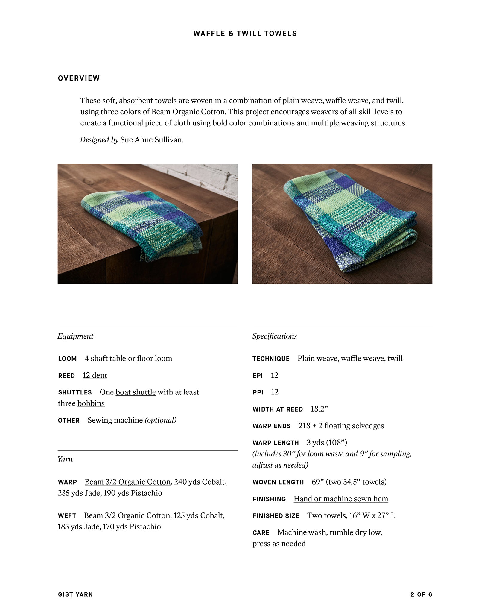 Waffle Weave Dish Towel Pattern - 8/2 Cotton - Pattern download, Weaving  Pattern - Halcyon Yarn