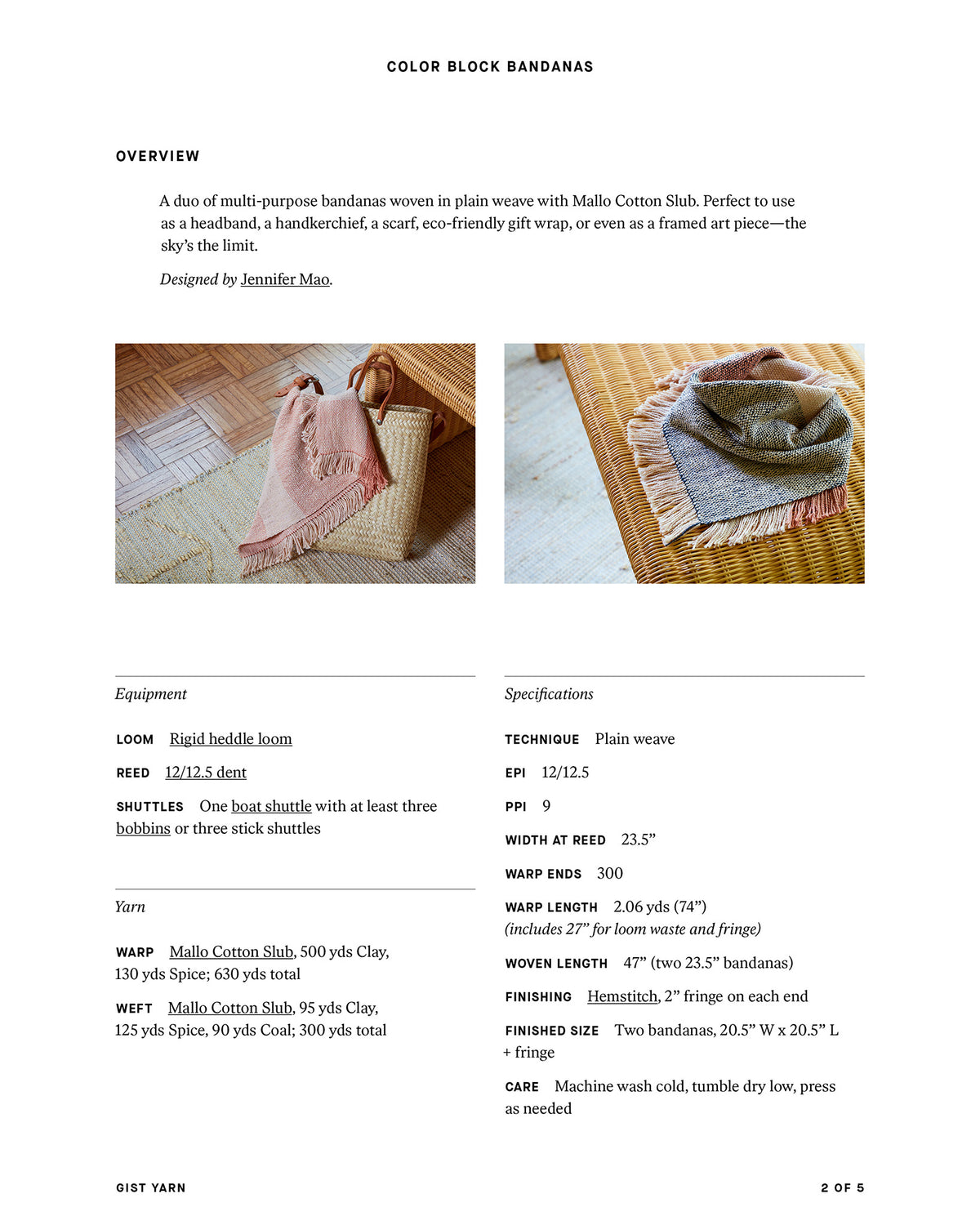 Color Block Bandanas-Gist Yarn