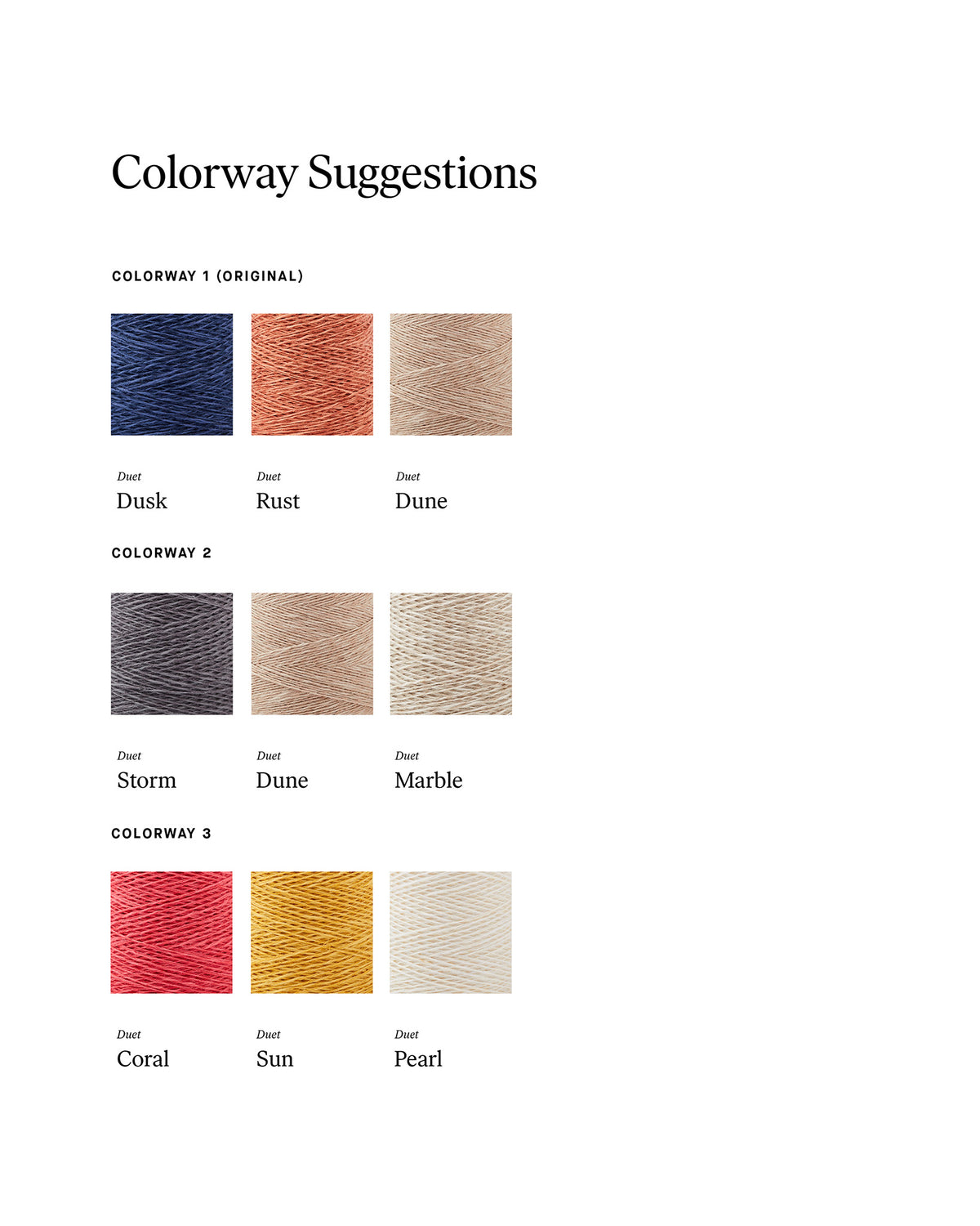 Duet Favorites - Set of Two Patterns with yarn colorway options Dusk Rust Dune, Storm Dune Marble, and Coral Sun Pearl