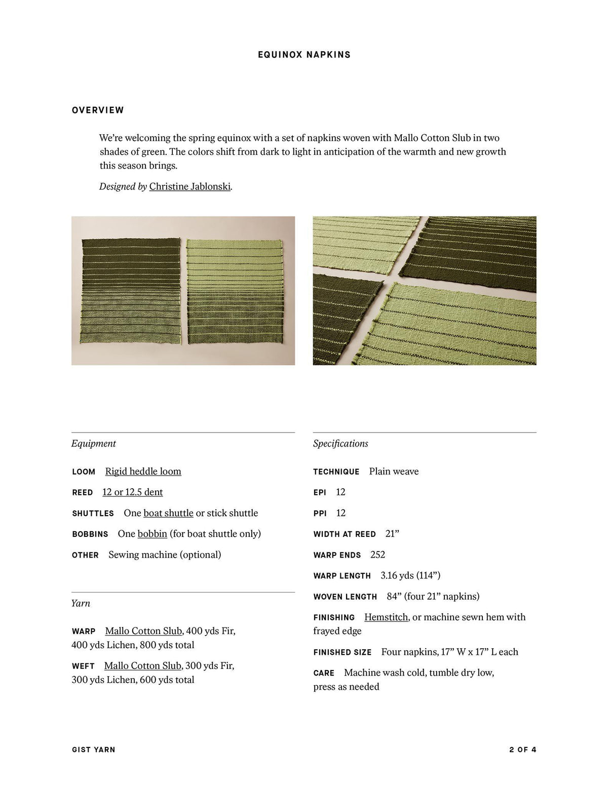 Equinox Napkins-Gist Yarn