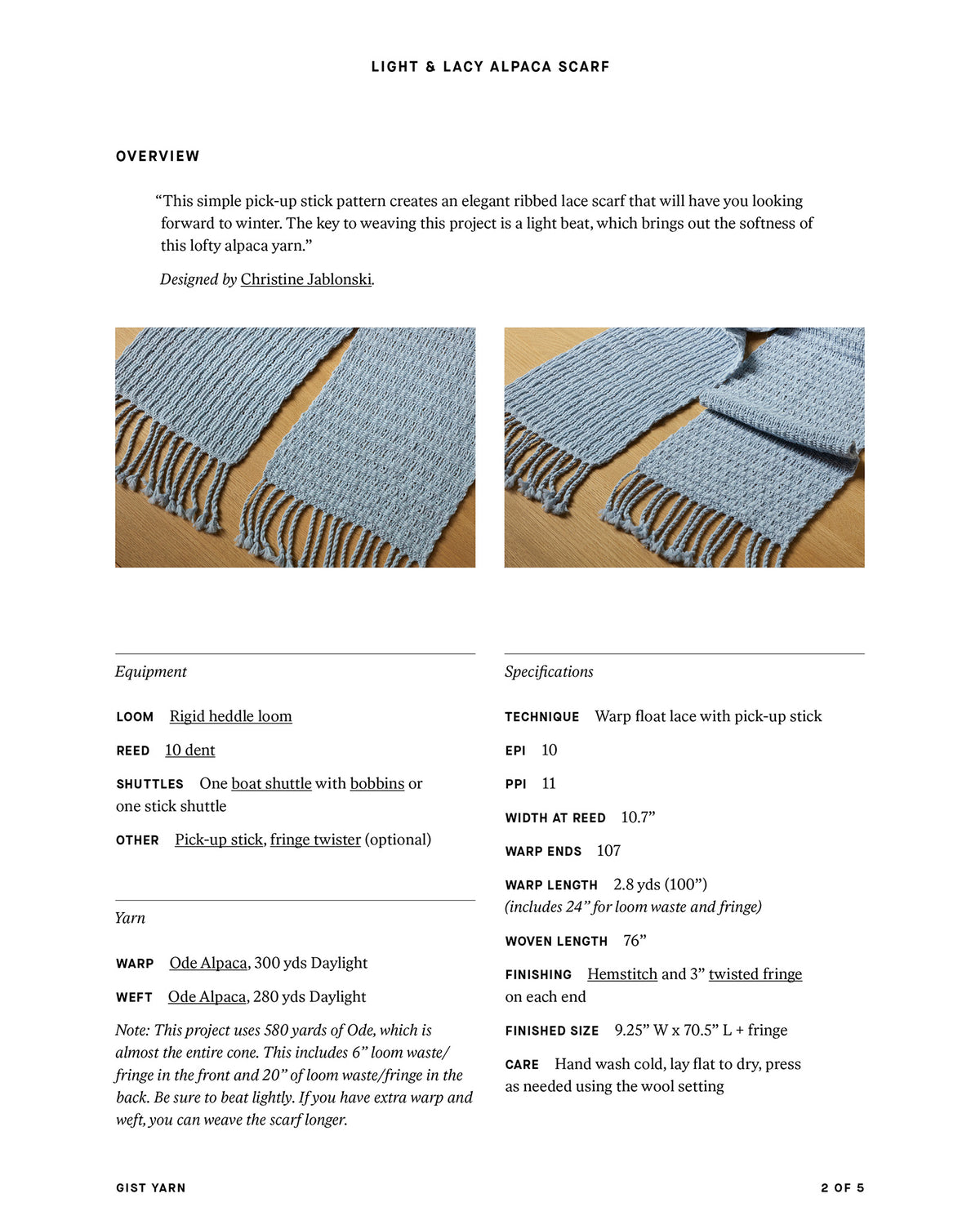 Light &amp; Lacy Alpaca Scarf-Gist Yarn