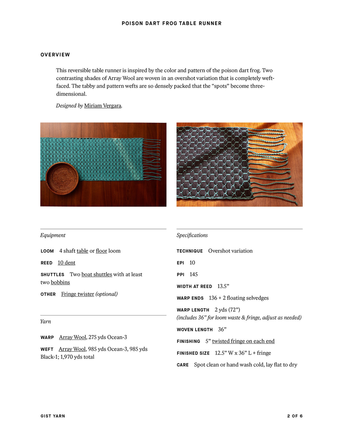 Poison Dart Frog Table Runner