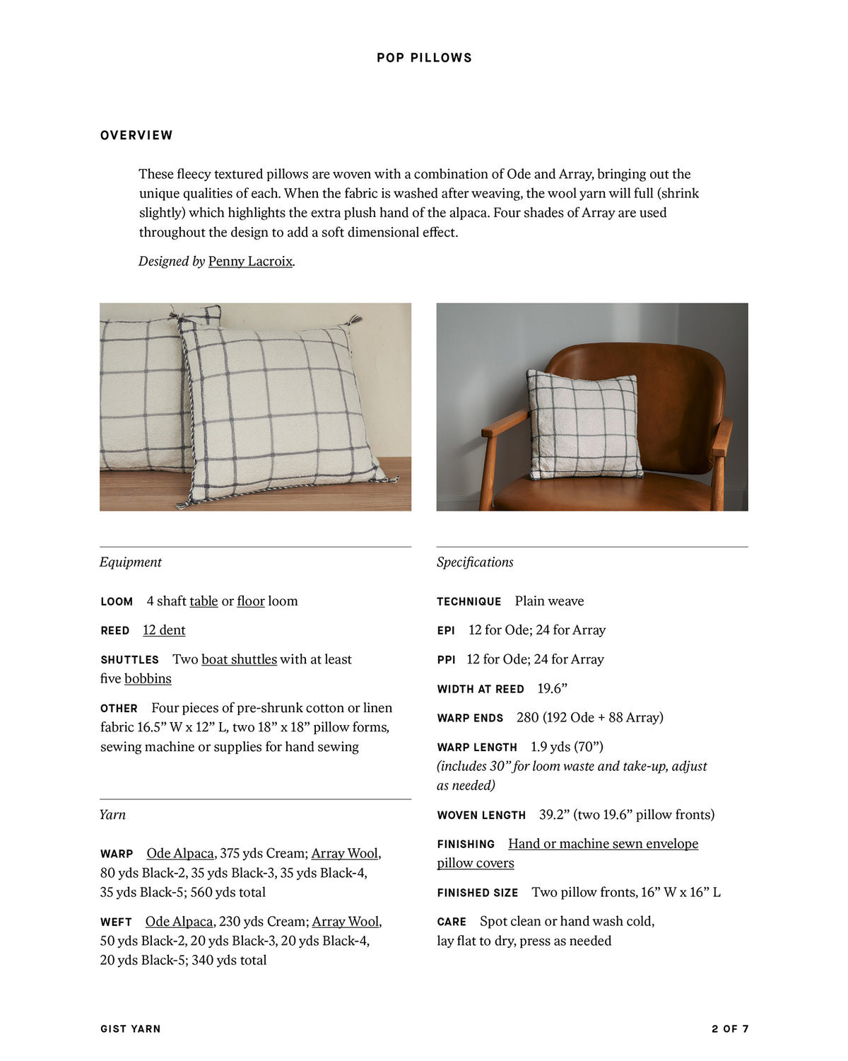 Pop Pillows Weaving Pattern Gist Yarn