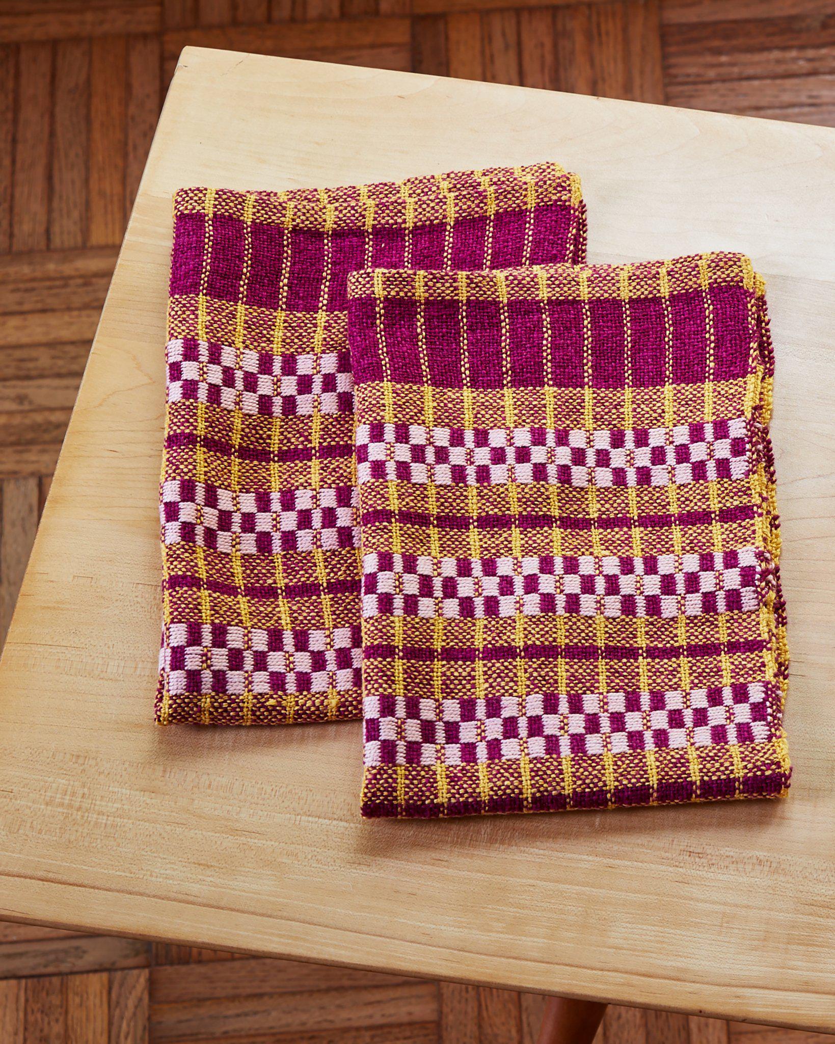 Pair of Striped Cotton Dish Towels Hand-Woven in Guatemala - Kitchen Love