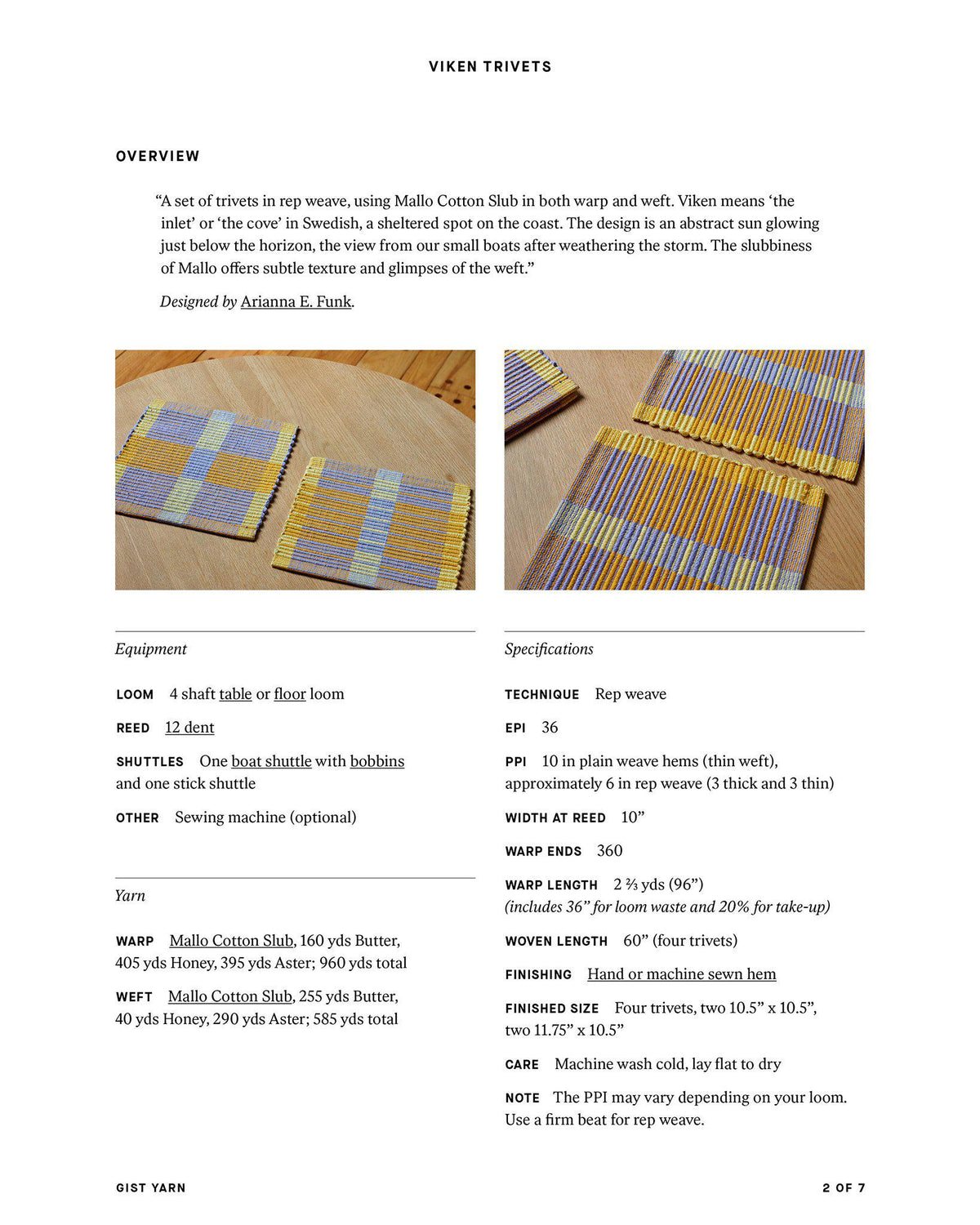 Viken Trivets-Gist Yarn